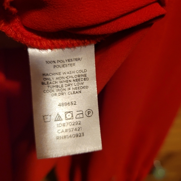 Loft Bright Red Long Sleeve Chiffon Blouse - Picture 4 of 6